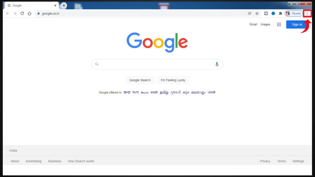 googe chrome browser three dots