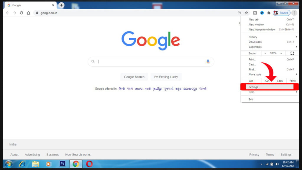 google chrome browser setting